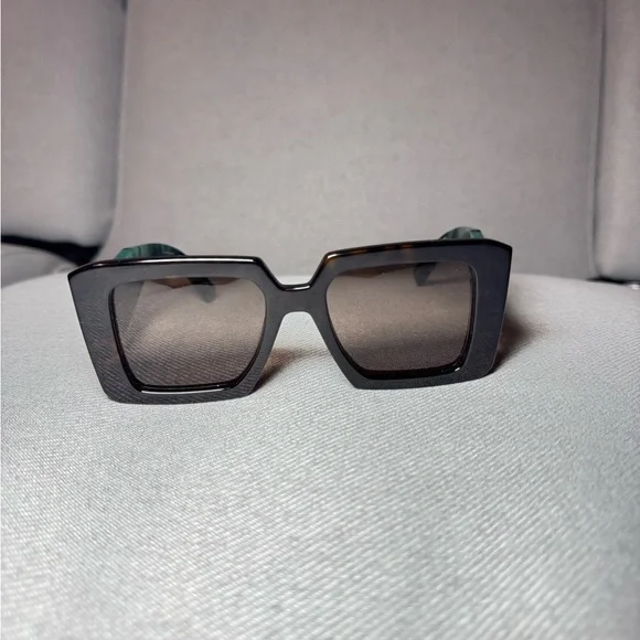 Prada Black and Green Geometric Sunglasses